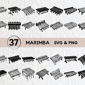 Marimba SVG Bundle: Silhouette Clipart, Vector Logo (Digital Download)