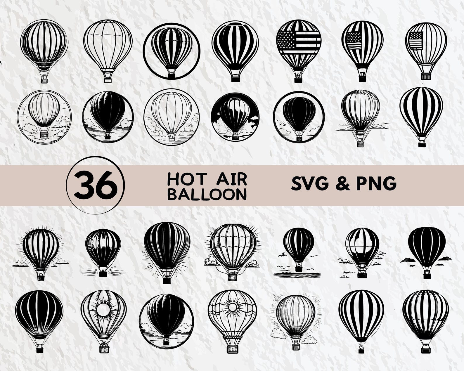Hot Air Balloon SVG Bundle: Silhouette Clipart, Vector Cut Files - Etsy