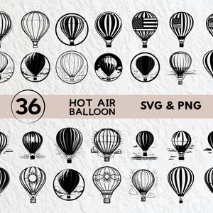 Hot Air Balloon Svg Bundle, Hot Air Balloon Silhouette, Hot Air Balloon Clipart Png, Hot Air Balloon Outline,  Vector Logo Icon Cut Files