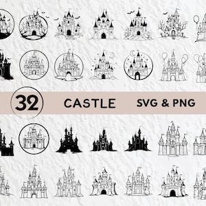 Castle Svg Bundle, Castle Silhouette, Castle Clipart Png, Castle Vector, Castle Logo, Castle Icon, Castle Decal, Castle Cricut Cut Files Svg