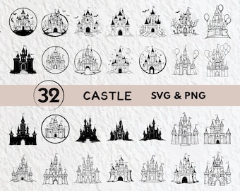 Castle SVG Bundle: Silhouette Clipart, Cricut Cut Files (PNG)