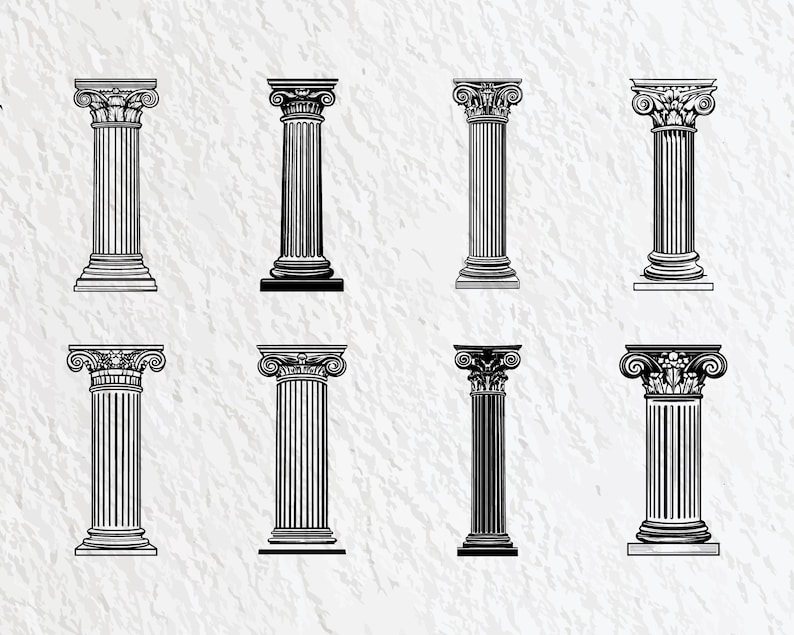 Ancient Column SVG Bundle: Silhouette, Clipart, Vector (digital ...