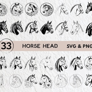 Horse Head SVG Bundle: Silhouette Clipart, Vector Cut Files