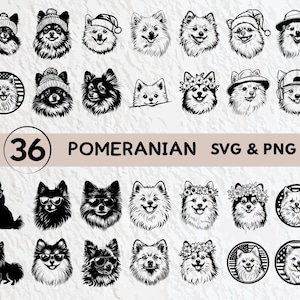 Pomeranian Dog SVG Bundle: Silhouette Clipart, Vector Icon Files