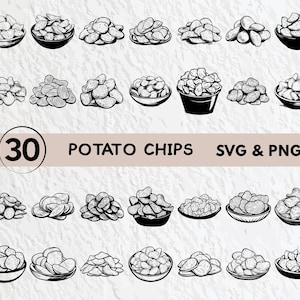 Potato Chips SVG Bundle: Clipart, Outline, Vector (Digital Download)