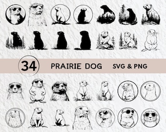 Ensemble SVG chien de prairie : clipart silhouette, icône du logo (téléchargement numérique)