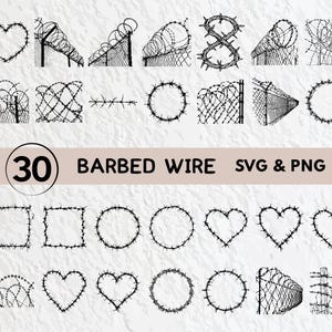 Ensemble fil de fer barbelé SVG : clipart silhouette, ensemble d&#39;icônes logo (PNG, vecteurs)