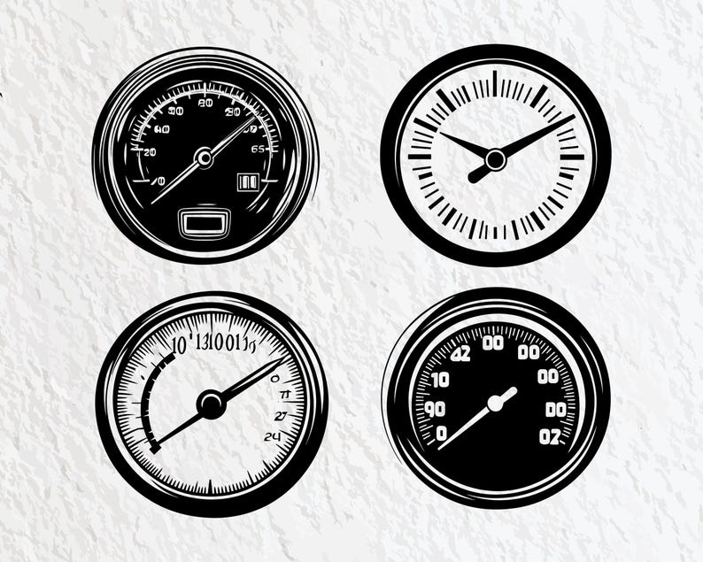 Speedometer SVG PNG Silhouette, Car Gauge Clipart for Cricut Automotive ...