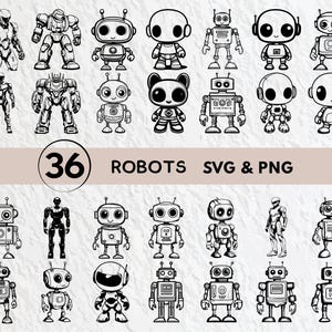Robots Svg Bundle, Robots Silhouette, Robots Clipart Png, Robots Outline, Robots Vector Logo, Robots  Icon, Robots Cricut Files Svg