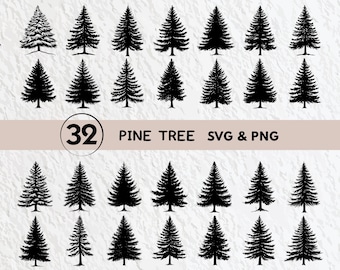 Pine Tree Silhouette Bundle: 300 DPI SVG & PNG Designs
