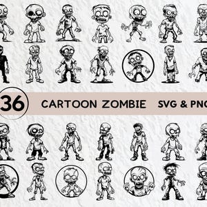 Cartoon Zombie Svg Bundle, Cartoon Zombie Silhouette, Cartoon Zombie Clipart Png, Cartoon Zombie Outline, Cartoon Zombie Logo Icon Cut Files