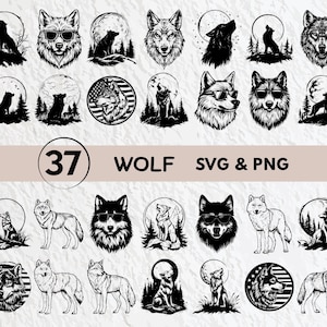Wolf SVG Bundle: Silhouette Clipart, Vector Logo (PNG, Cricut Files)