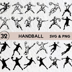 Handebol Svg Bundle, Silhueta de Handebol, Clipart de Handebol Png, Contorno de Handebol Svg, Conjunto de Vetores de Handebol, Arquivos de Decalque de Logotipo de Vetor de Handebol