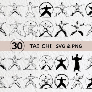 Tai Chi Silhouette SVG Bundle: Vector Clipart, Logo Icon (Digital Download)