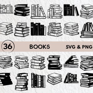 Books SVG Bundle: Stacked Book Clipart, Cricut Cut Files (Digital Download)
