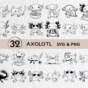 Axolotl SVG Bundle, Axolotl Silhouette Png, Axolotl Outline Svg, Axolotl Clipart, Axolotl Sublimation Art, Axolotl Cricut Files For Cricut