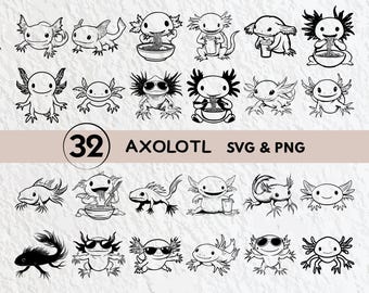 Axolotl SVG Bundle: Silhouette, Clipart, Sublimation (PNG, Cricut-Dateien)