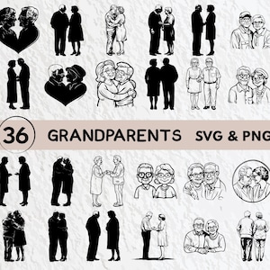 Grandparents Svg Bundle, Grandparents Silhouette, Grandparents Clipart Png, Grandparents Outline, Grandparents Vector, Grandparents Logo Svg