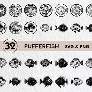 SVG-bundel kogelvis: silhouet, clipart, vector (digitale download)