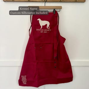 Custom Embroidered Dog Apron • Kennel or Registered Name •Breed Silhouette from Submitted Image