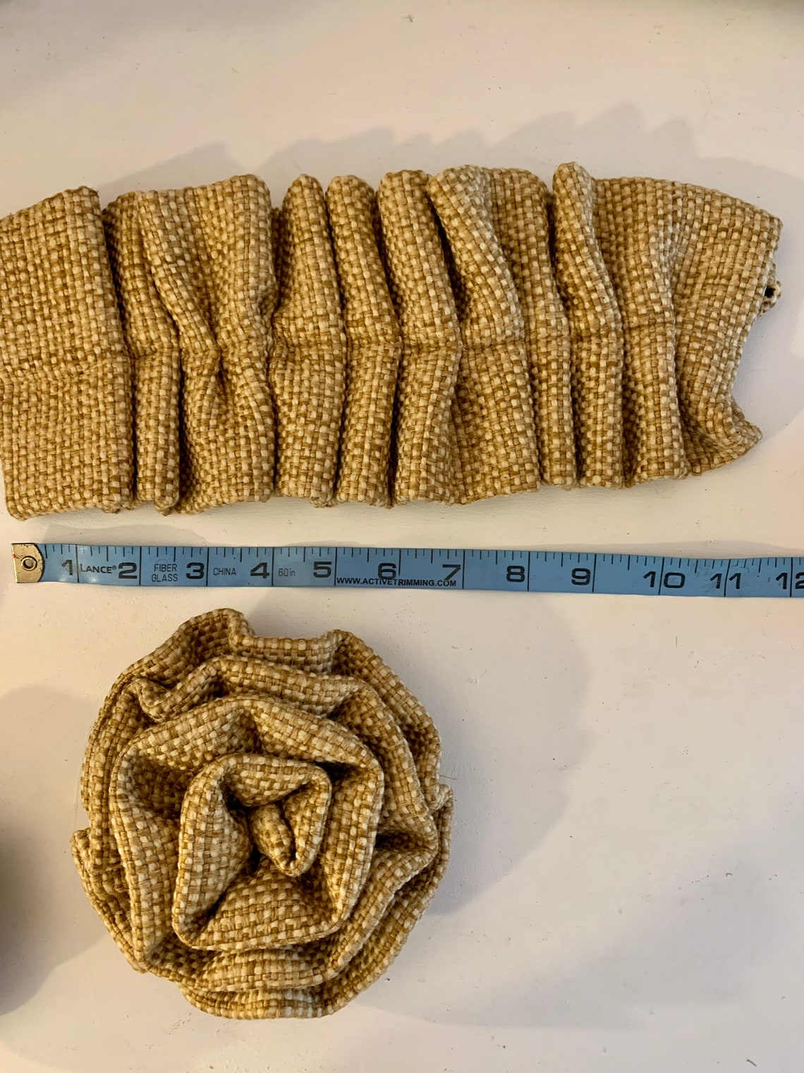 Mustard Ruffle Trim Ruffle, Ruffle Trim, Flower Trim, Fabric Flowers, Fabric Ruffle, Ruffle ...