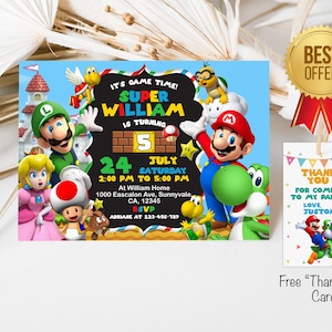 Convite de aniversário do Super Mario | Convite de aniversário | Convite do Super Mario | Convite do Mario editável para impressão | Download instantâneo