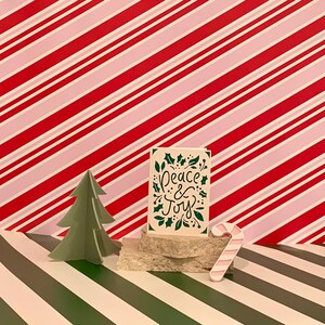 Handmade Card. Green Glitter. Peace & Joy. Blank