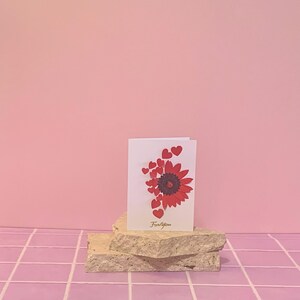 Card. Red Flower Made From Love Hearts. For You. Blank