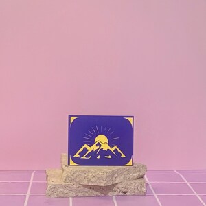 Card. Yellow Mountain With Sun. Blank