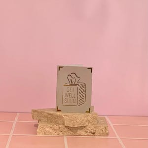 Card. Tissue Box Image. Gold Foil. Get Well Soon. Blank