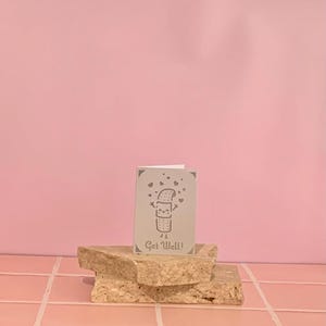 Card. Band Aid With Hearts. Get Well. Blue/Grey. Blank