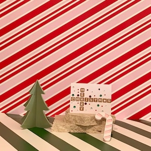 Handmade Greeting Card. Scrabble Like Squares. Merry Christmas. Blank