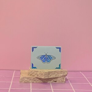 Card. Light Blue Holographic Butterfly. Blank