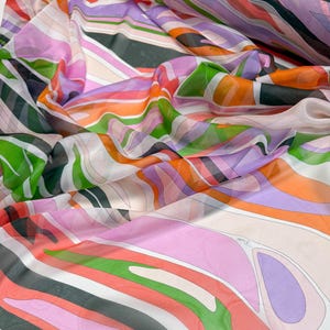 Italian Charmeuse Silk: Fabric for Dresses and Blouses, Chic Designer Silk - geometry pattern