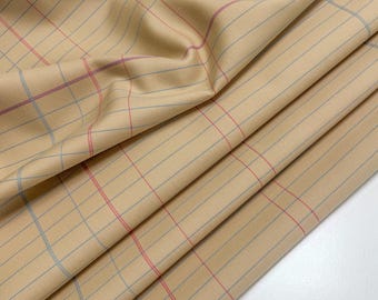 Italian Wool-Silk Fabric: Beige Chekered Color, Suiting Material