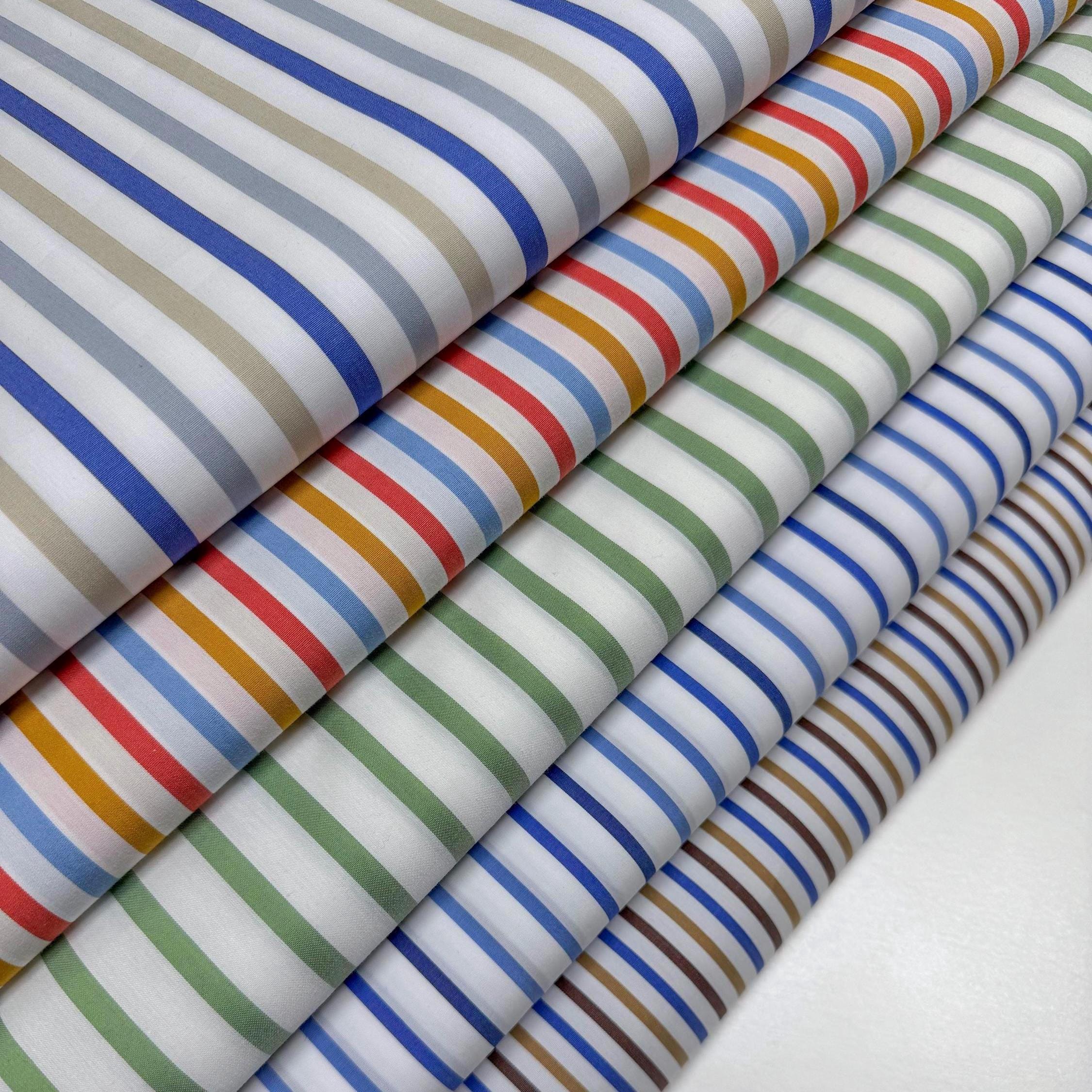 Striped Cotton Poplin Fabric: Soft Italian Shirt Material - by the Meter -  Etsy