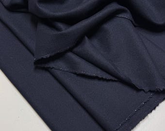Italian Wool Flannel Fabric: Suit & Trouser Material (59" Wide, By The Meter) - navy blue