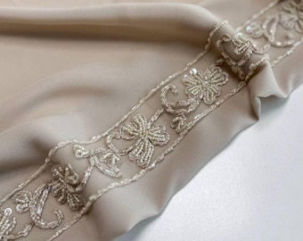 Koraliki France Trim, projektant: makrama w stylu vintage, szerokość 1,49 cala, ecru