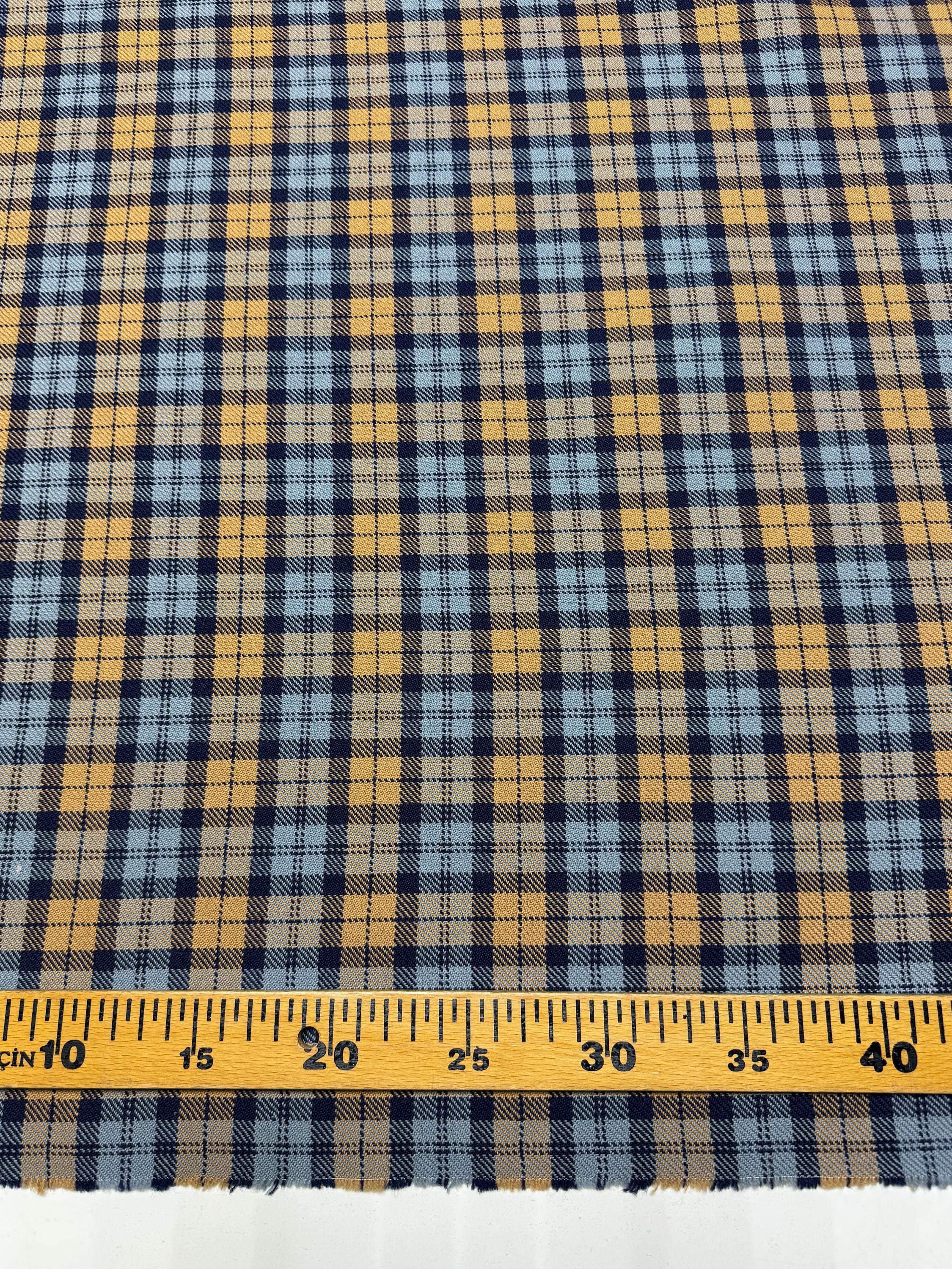 Checkered Italian Pattern Wool Fabric, Checkered Italian Wool, Blue-beige Tartan - Etsy
