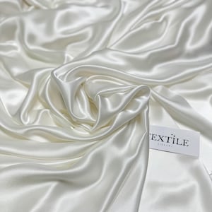 White Silk Satin Fabric by the Meter/Yards, Premium Natural Italian Deadstock Silk for Elegant Dresses, Soft Blouses, Sewing Projects