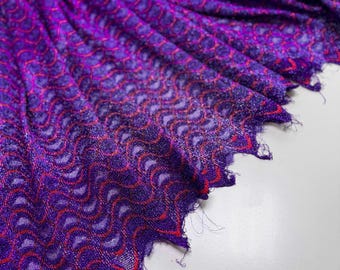 Italian Knit Fabric: Violet Zigzag Lurex Designer Deadstock - 47" Wide