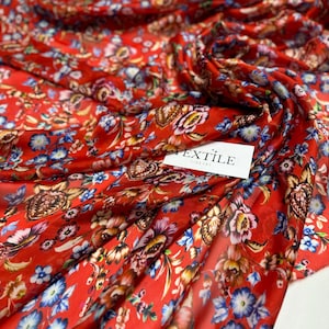 Italian Designer Silk Fabric: Wildflower Floral Dream for Your Next Sewing Project, Silk for Dresses, Blouses - silk Charmeuse
