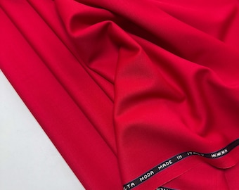 Double Face Wool Fabric: Italian Virgin Wool Elastane Blend, Red