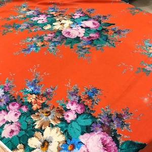 Italian Silk Crepe De Chine Fabric by the Yard/Meter, Luxury Italian Deadstock Designer Fabric for Dresses, Soft Sewing Material - orange