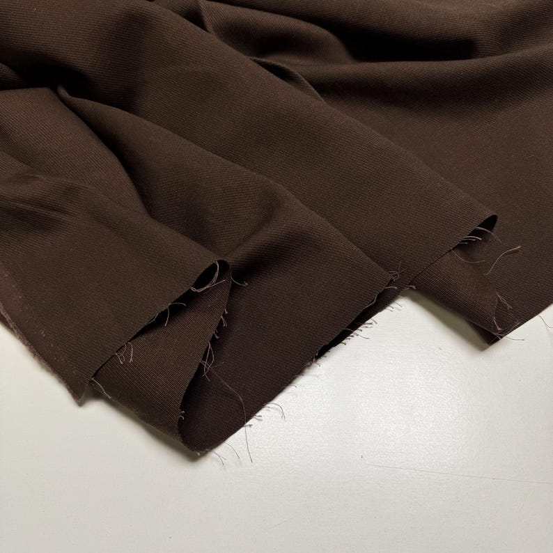 Elegant Textured Wool Fabric with linen fibers for Tailored Suits and Dresses - Rich Brown Hue: Fabric by the Meter