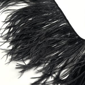 0.55 yard Black Ostrich feather fringe trim for sewing craft supply
