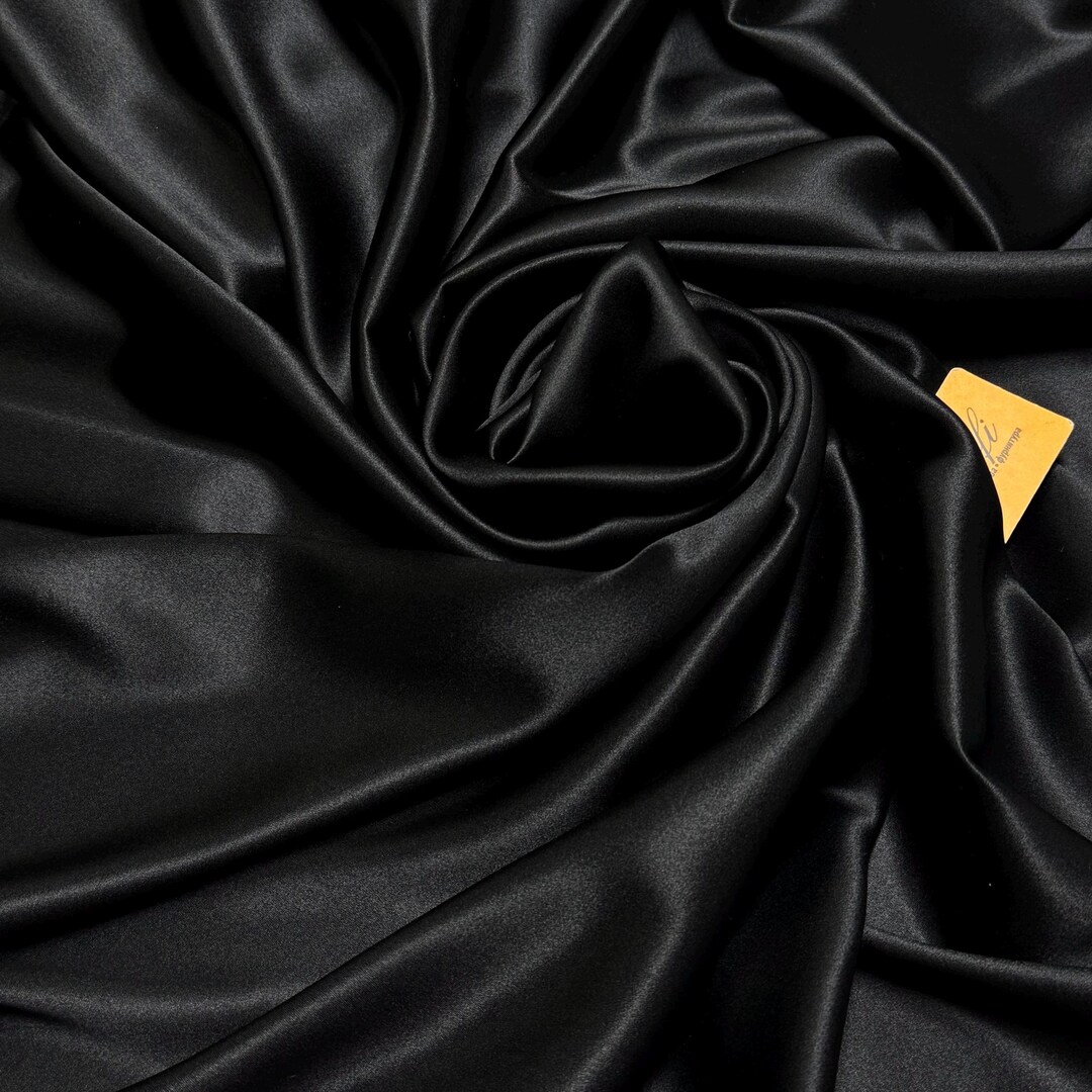 Black Italian Satin Faille Fabric