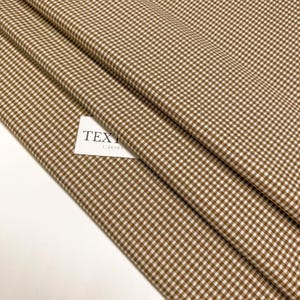 Tartan Wool Fabric, Light brown Checkered Wool Fabric, Italian Fabric, Warm Wool Fabric for Suits, Dresses, Skirts, LAST CUT 135cm/1.47yards
