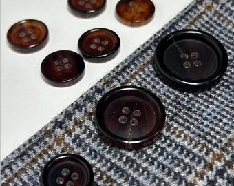 Elegant Light Brown Genuine Horn Buttons: Italian Tailoring Supplies, Set (15mm-30mm)