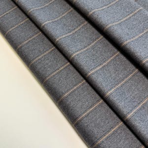 Luxurious Italian Wool flannel Fabric in Gray - Premium Warm Fabric Wool - striped
